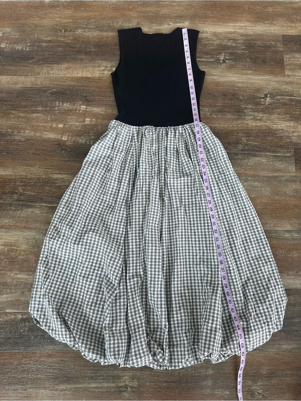 Rails Rosalind Black and Ivory Gingham bubble skirt midi dress size medium - Picture 4 of 6